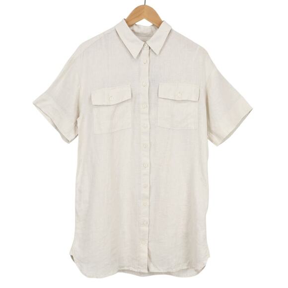J.Crew Petite Utility Linen Shirtdress Natural Size Small Petite NWT - Picture 2 of 9